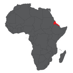 Map of Africa on gray with red Eritrea vector
