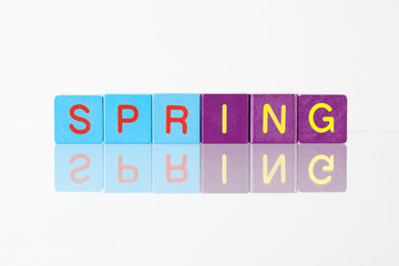 Spring - an inscription from children's blocks