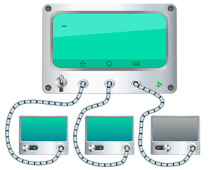 Blank screens connected. Vector illustration.