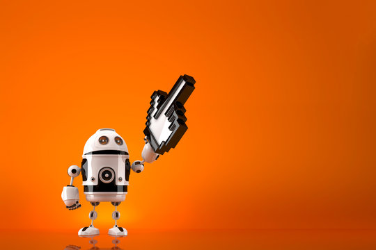 Robot with pixelated pointer. Contains clipping path