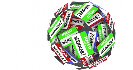 Hello I Am Winning Name Tags Sphere Ball 4K