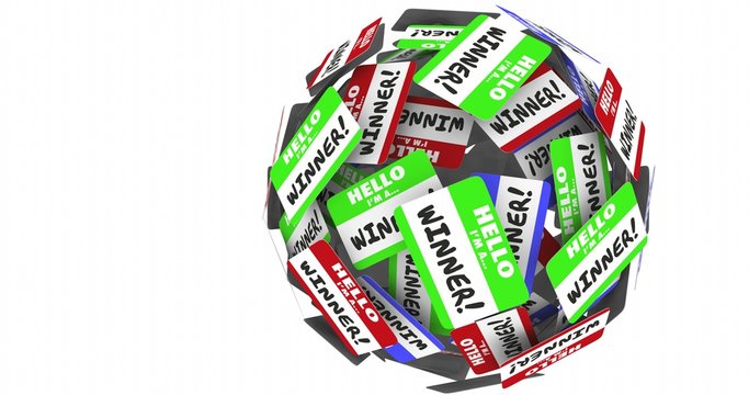 Hello I Am Winning Name Tags Sphere Ball 4K