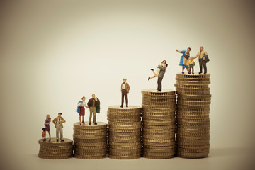 Social scale-concept of various persons in different positions o