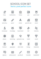 School theme line icon set