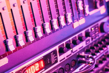 Sound mixer controller with knobs and sliders