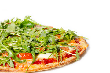 Balsamico Pizza mit  Tomaten, Rucola, Mozzarella,