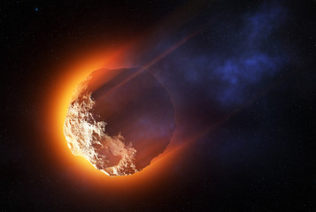 Burning asteroid entering the atmoshere