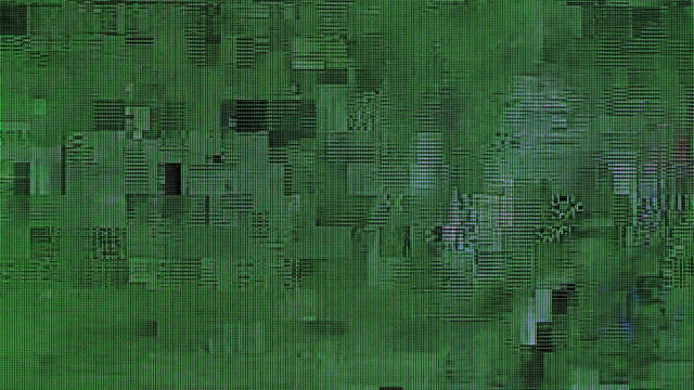 Television screen broadcast glitch artifacts, cable TV digital error display.
