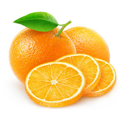Isolated cut oranges