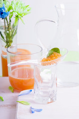 Molecular mango-carrot caviar cooking
