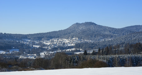Fototapeta na wymiar Winter im Bergdorf Rabenstein - Heimat des Waldpropheten 