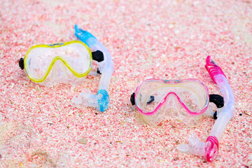 Snorkeling equipment on beach