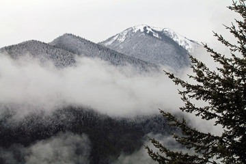 Snow-capped  Mountain with Clouds