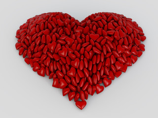 Obraz na płótnie Canvas red heart shape from red hearts