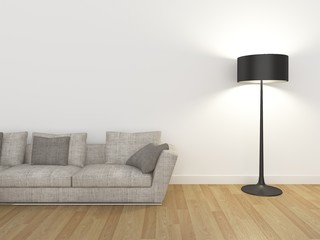  living room with sofa and floor lamp -3d  rendering