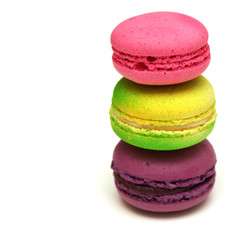 Stack of macarons on white