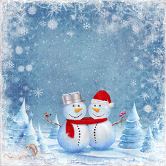 illustration of snowman celebrating Christmas