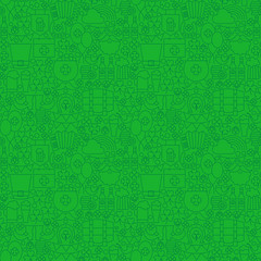 Thin Holiday Line Saint Patrick Day Green Seamless Pattern
