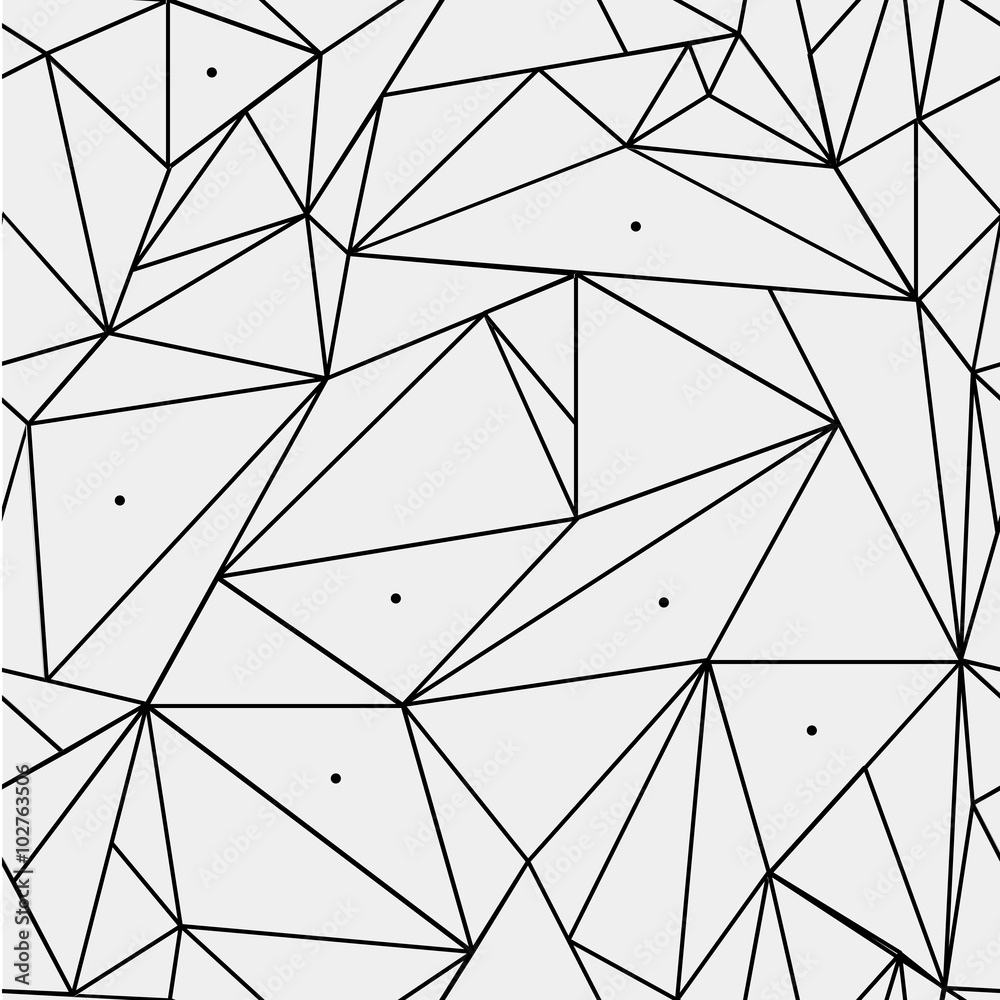 Sticker Geometric simple black and white minimalistic pattern, triangles or stained-glass window. Can be used as wallpaper, background or texture.