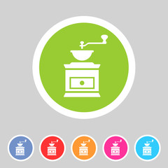 Coffee grinder mill icon flat web sign symbol logo label