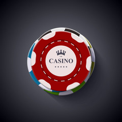 Vector modern casino chips on dark background