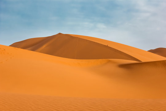 Huge sand dunes of the Sahara Desert
