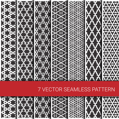 Set of seven monochrome geometrical patterns.