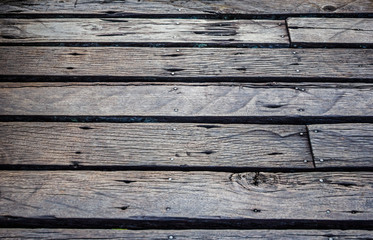 Old wooden bridge floor