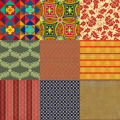Set of nine seamless patterns