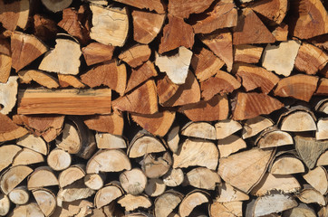 Pile of wood for the fireplace, background
