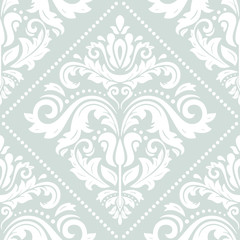 Seamless oriental ornament in the style of baroque. Traditional classic vector light blue and white pattern