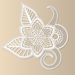Vector lace element, festive pattern,  alace paper ornament, floral ornament, indian
