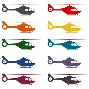 Helicopter vector icons set 
