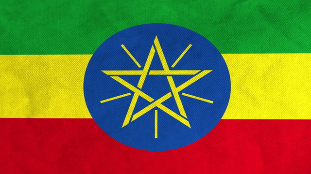 Ethiopian flag waving in the wind (full frame footage in 4K UHD resolution).