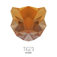 Bengal tiger portrait. Low poly design. Abstract polygonal illustration.