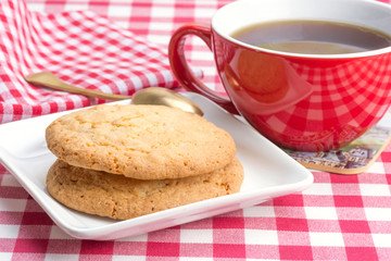 butter biscuits and a cup of black coffee
