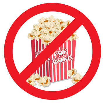 NO POPCORN sign label