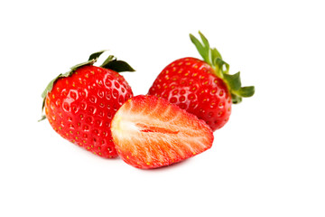 Strawberry isolated on a white, close up