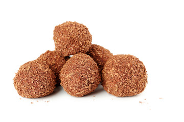 Sweet chocolate truffle isolated on a white