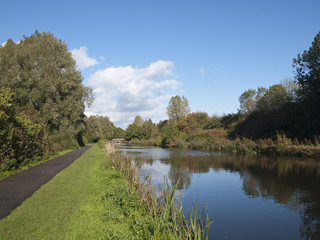 The Sankey canal,Warrington, built between 1755 and 1757. It was wider than later canals as it carried 'Mersey Flats' the River Mersey sailing barges. The canal forms part of the Sankey Country Park.