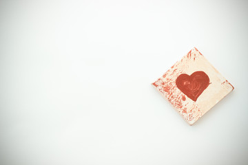 Red & White couple of handmade jewellery earrings, hearts on woo