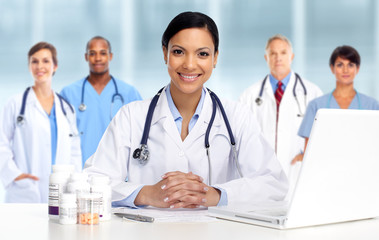 Fototapeta premium Asian Doctor woman with pills.