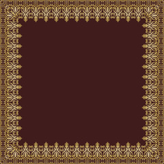 Classic golden frame with arabesques and orient elements. Abstract fine ornament