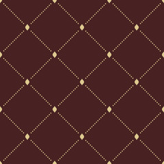 Geometric repeating ornament with diagonal golden dots. Seamless abstract modern pattern