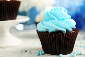 Cupcakes on wooden table