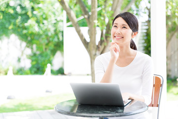 young asian woman in the cafe