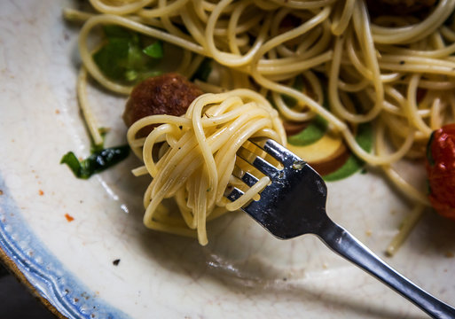 Pasta salad and meatloaf