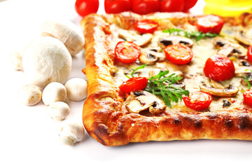 Freshly homemade pizza closeup