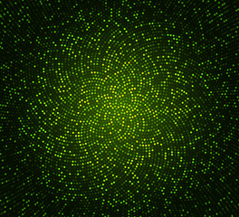 Abstract green vector background. Glowing mosaic of circles