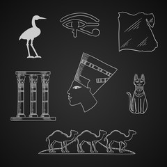 Ancient Egypt travel and art icons